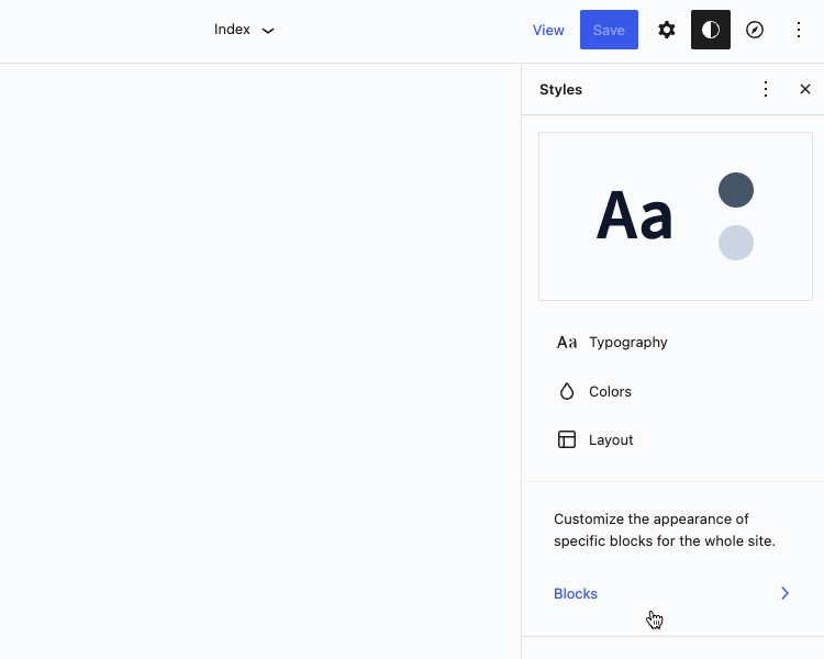 Setting border and spacing styles in the Global Styles panel.