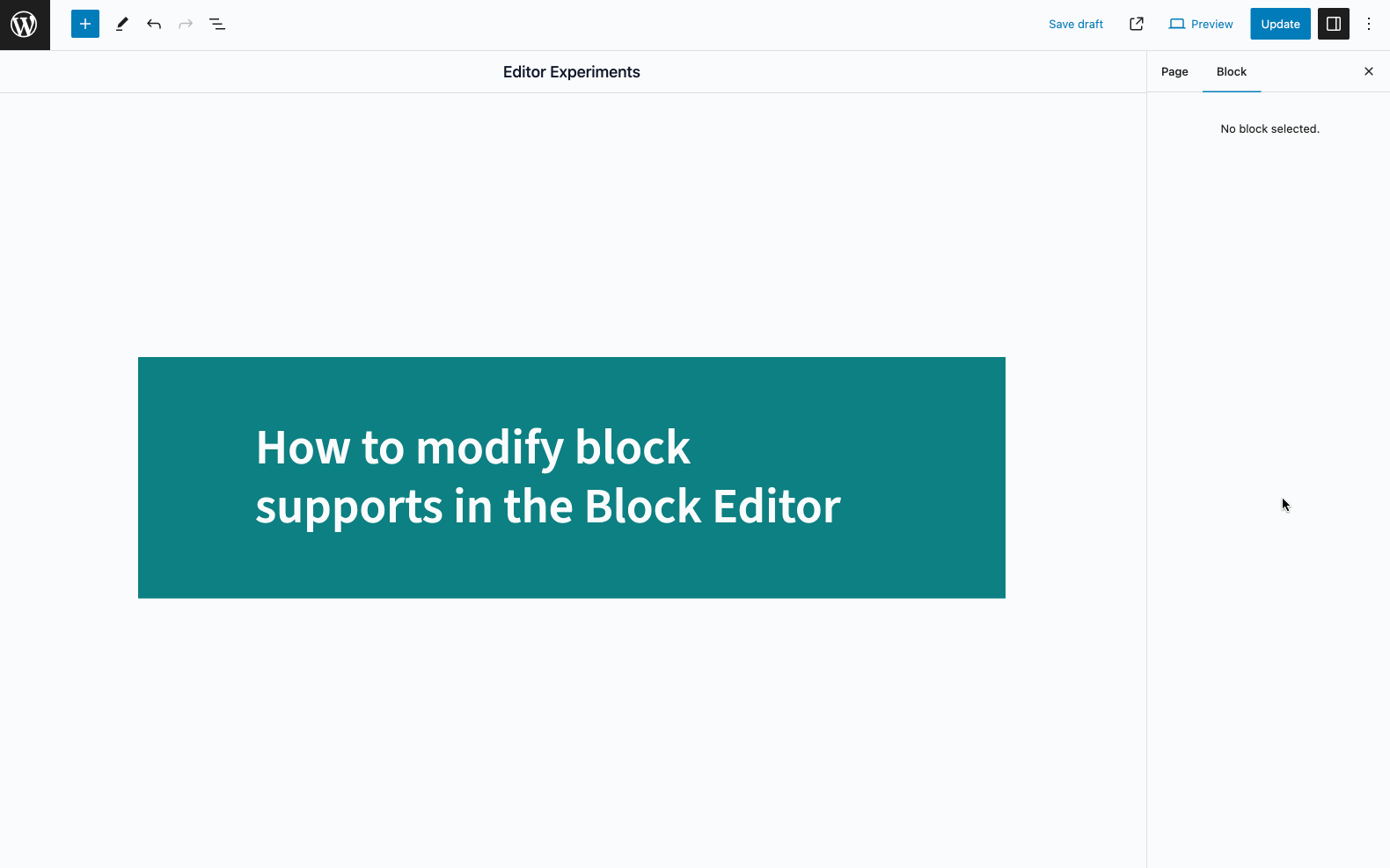 Filter Support Block How to modify block supports using client-side filters | Nick Diego